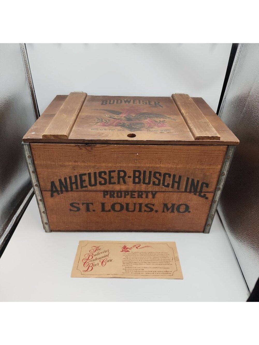 Vintage Budweiser Wooden Crate Box Centennial 1876-1976 Anheuser-Busch